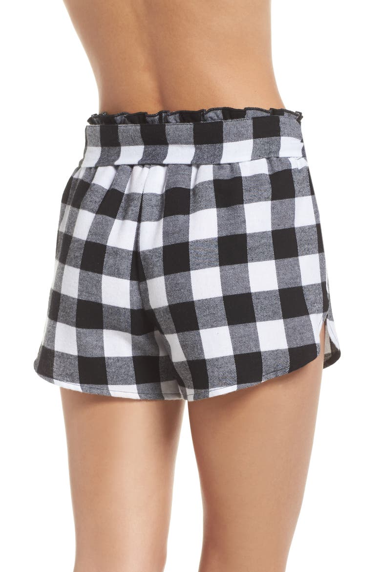 Tie Waist Flannel Shorts, Alternate, color, BLACK BUFFALO PLAID