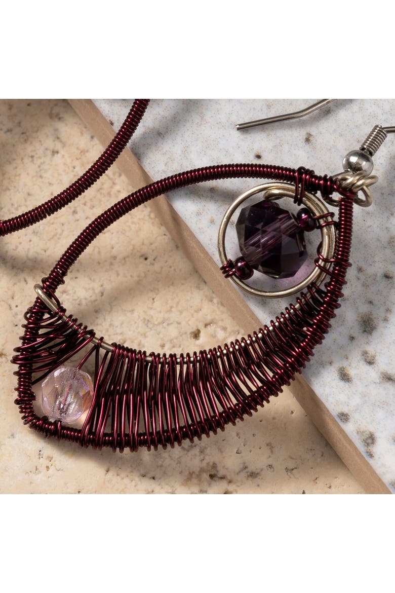Ojo Wire Wrapped Earrings, Alternate, color, Purple