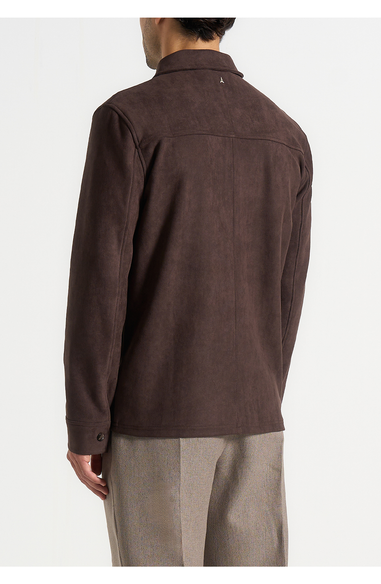 Manière De Voir Thomas Suede Long Sleeve Shirt, Alternate, color, Brown