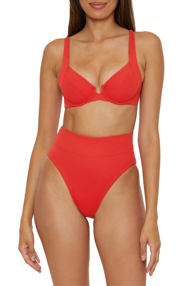 Modern Edge Underwire Bikini Top, Alternate, color, FIRE