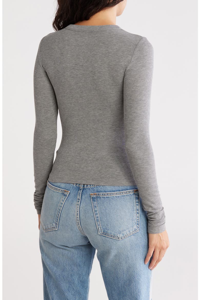 Long Sleeve Rib Knit T-Shirt, Alternate, color, GREY CLOUDY HEATHER