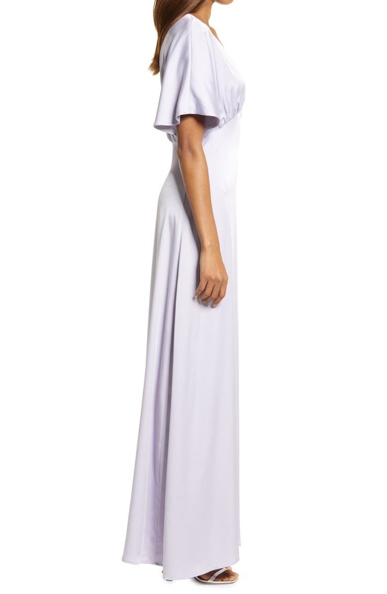 WAYF The Chiara Flutter Sleeve Satin Dress, Alternate, color,