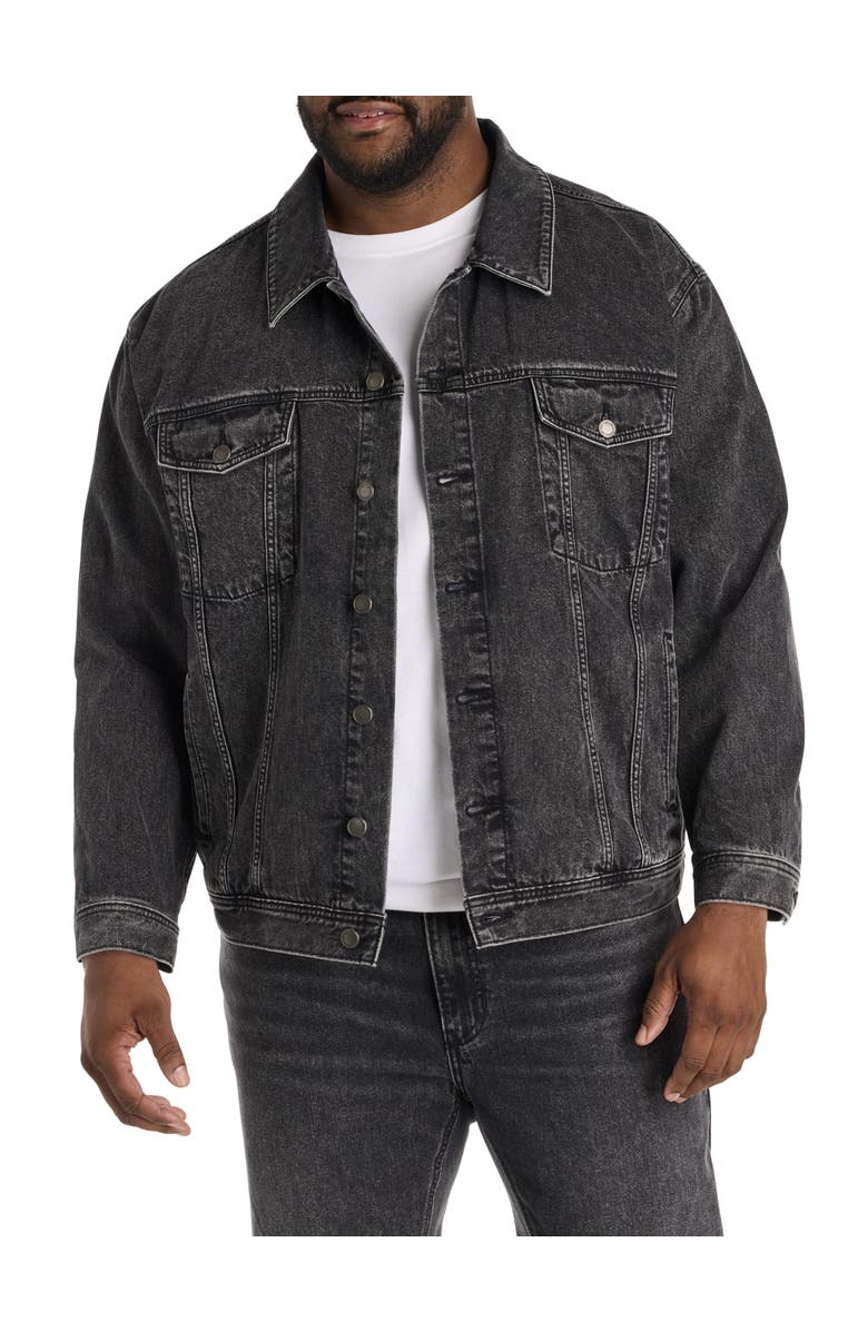 True Nation by DXL Big & Tall Fade to Black Trucker Jacket, Main, color, Fade To Black