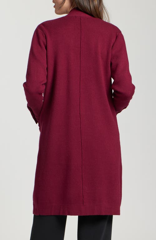 Apny Open Front Long Cardigan In Burgundy