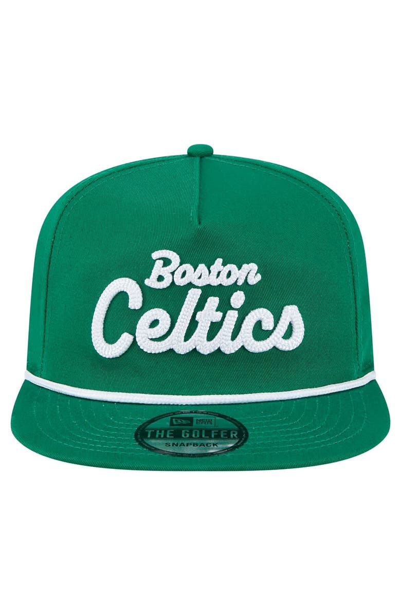 New Era Men's New Era Kelly Green Boston Celtics Team Text Golfer Snapback Hat, Alternate, color, 