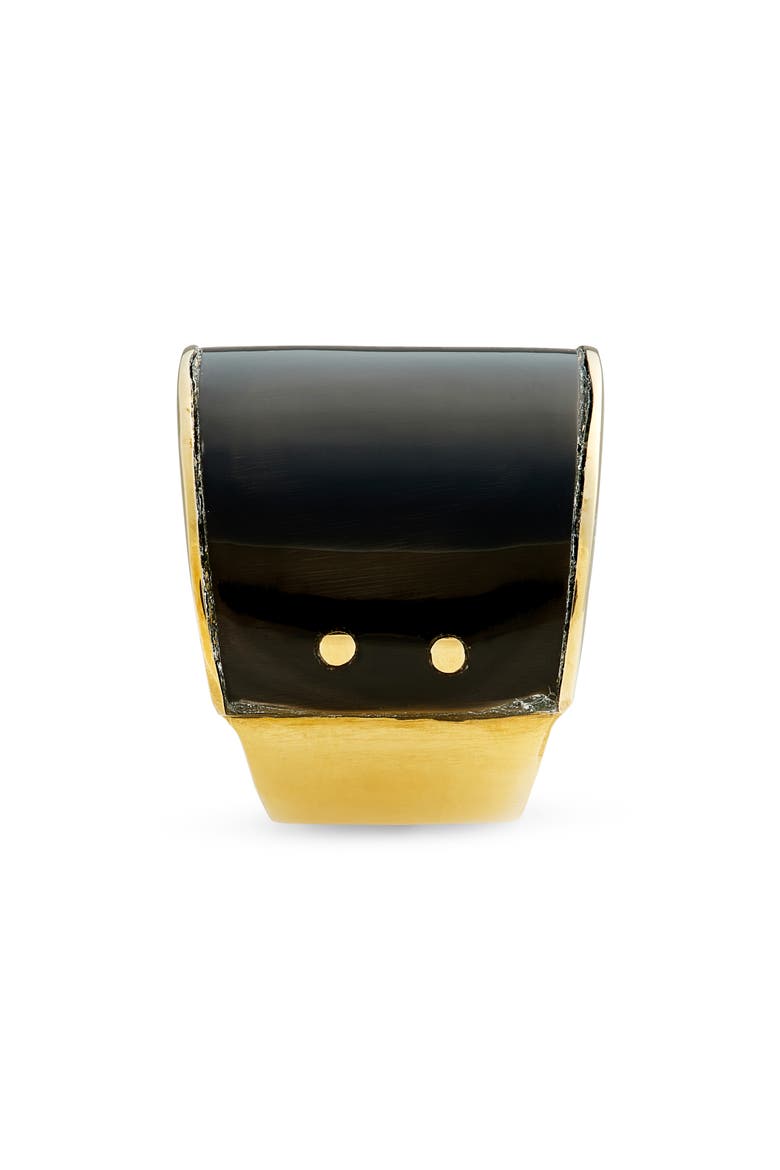 Sana Horn Band Ring, Alternate, color, BRASS/ BLACK
