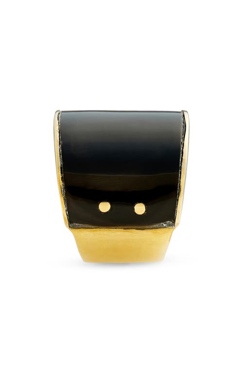 Soko Sana Horn Band Ring In Brass/black