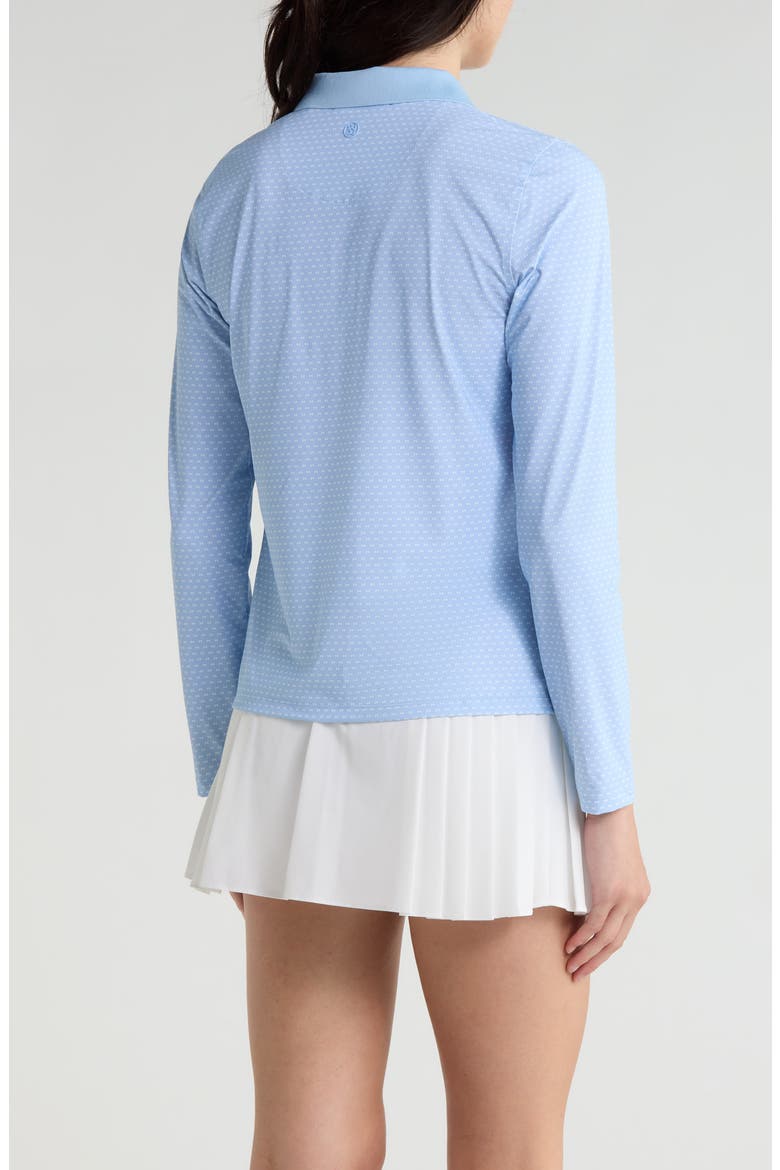 Geo 2 Silky Tech Long Sleeve Polo, Alternate, color, SKY / SNOW
