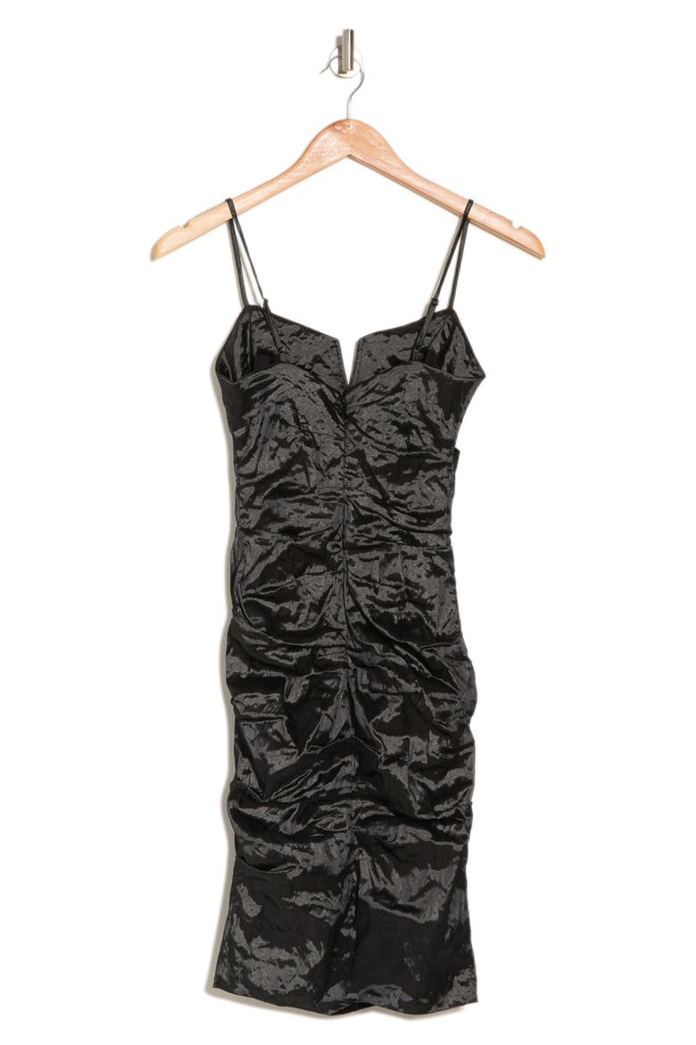 Techno Metal V-Bar Minidress, Alternate, color, BLACK