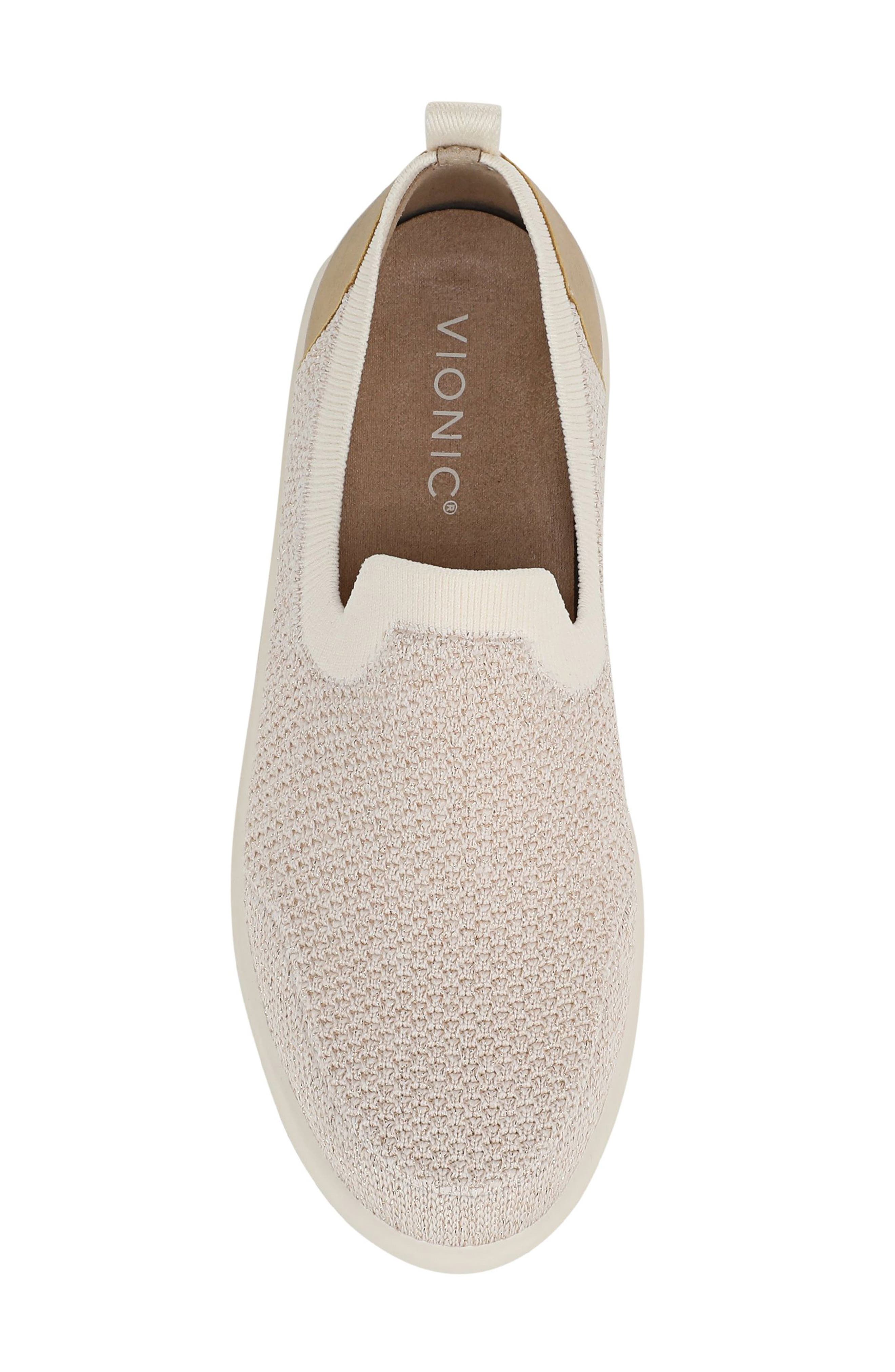 Elda Knit Slip-On Sneaker, Alternate, color, CREAM METALLIC KNIT