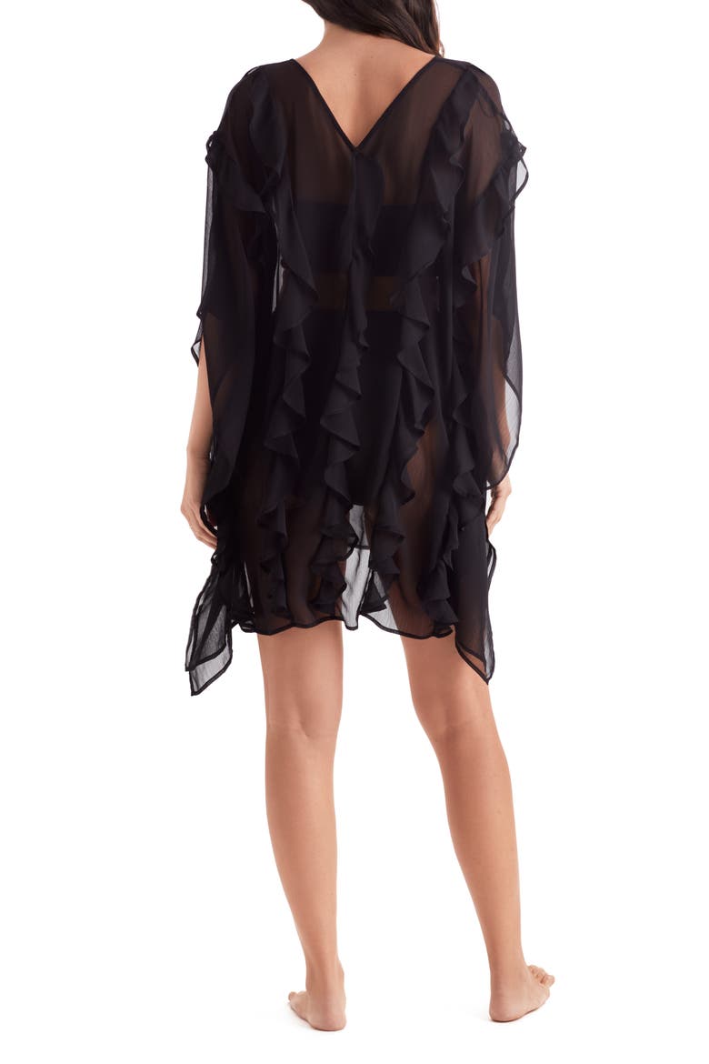 Breeze Ruffle Sheer Cover-Up Poncho, Alternate, color, BLACK