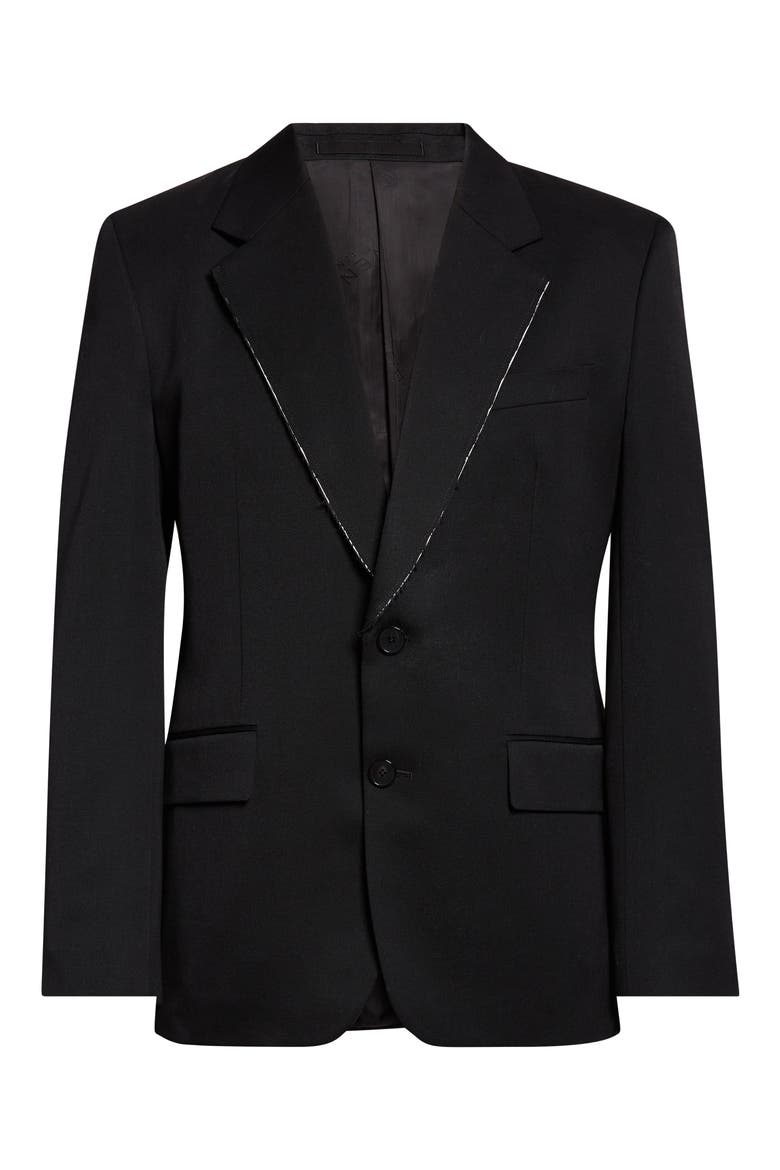 Raw Edge Lapel Wool Sport Coat, Alternate, color, BLACK