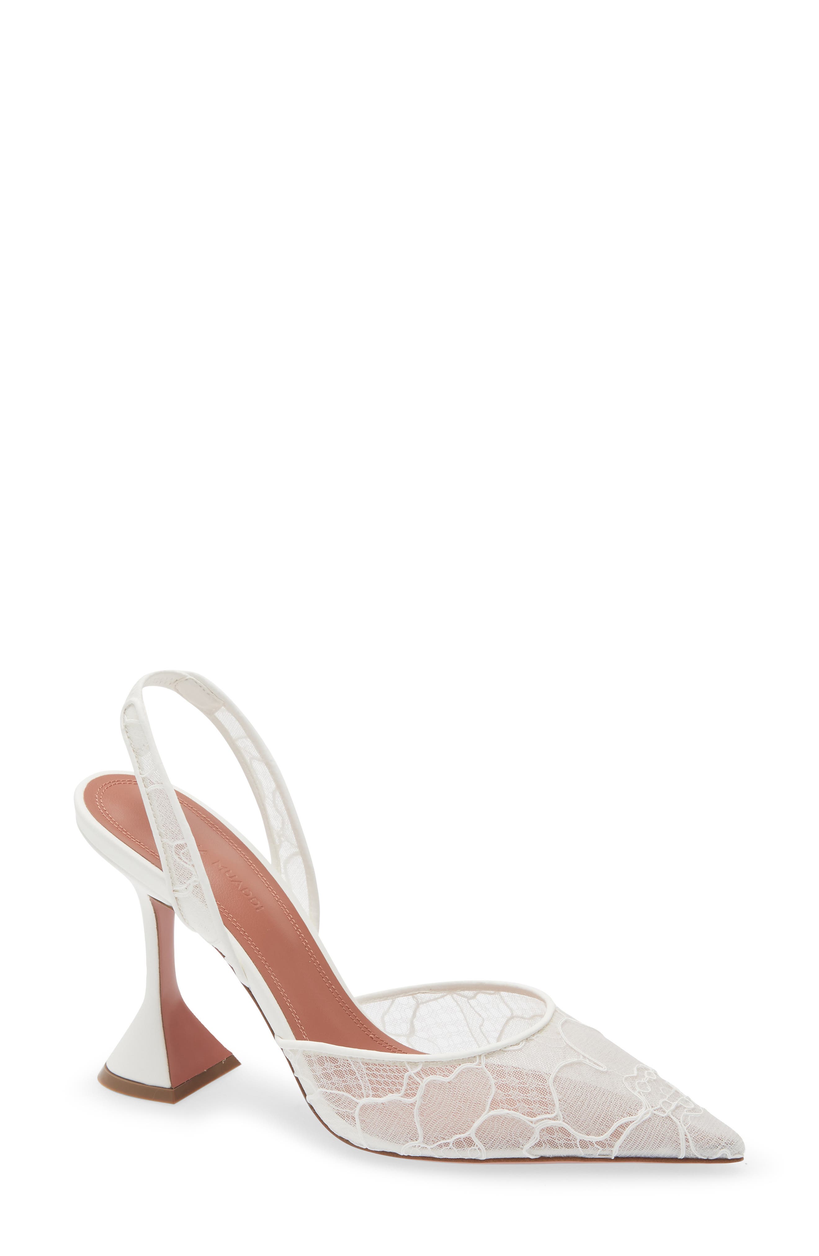 Amina Muaddi Holli Lace Slingback Pump, Main, color, Ivory