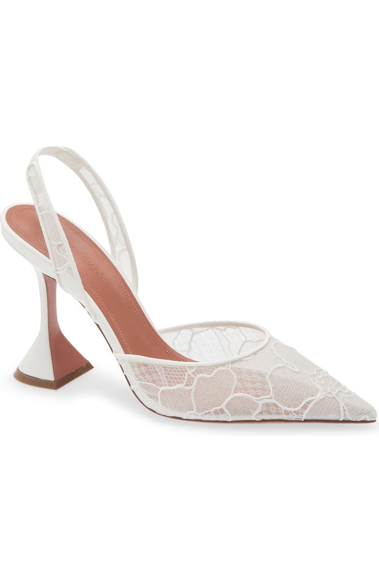Amina Muaddi Holli Lace Slingback Pump, Main, color, Ivory
