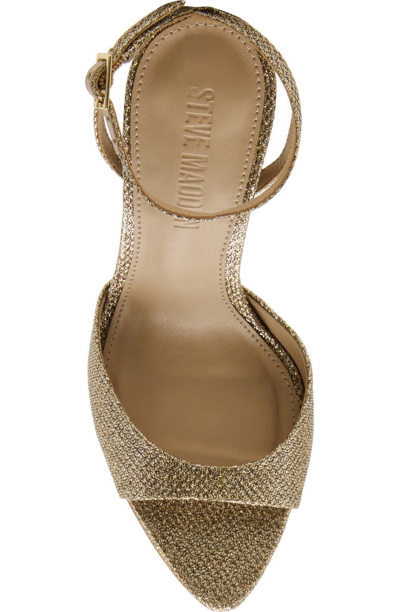 Steve Madden Beki Ankle Strap Pointed Toe Sandal, Alternate, color, Gold Fab