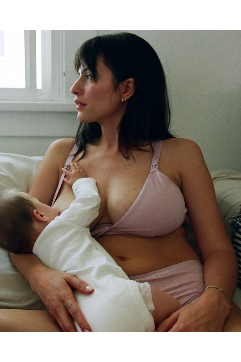 Softstretch Cotton Maternity and Nursing Bralette, Alternate, color, Lilac Mist
