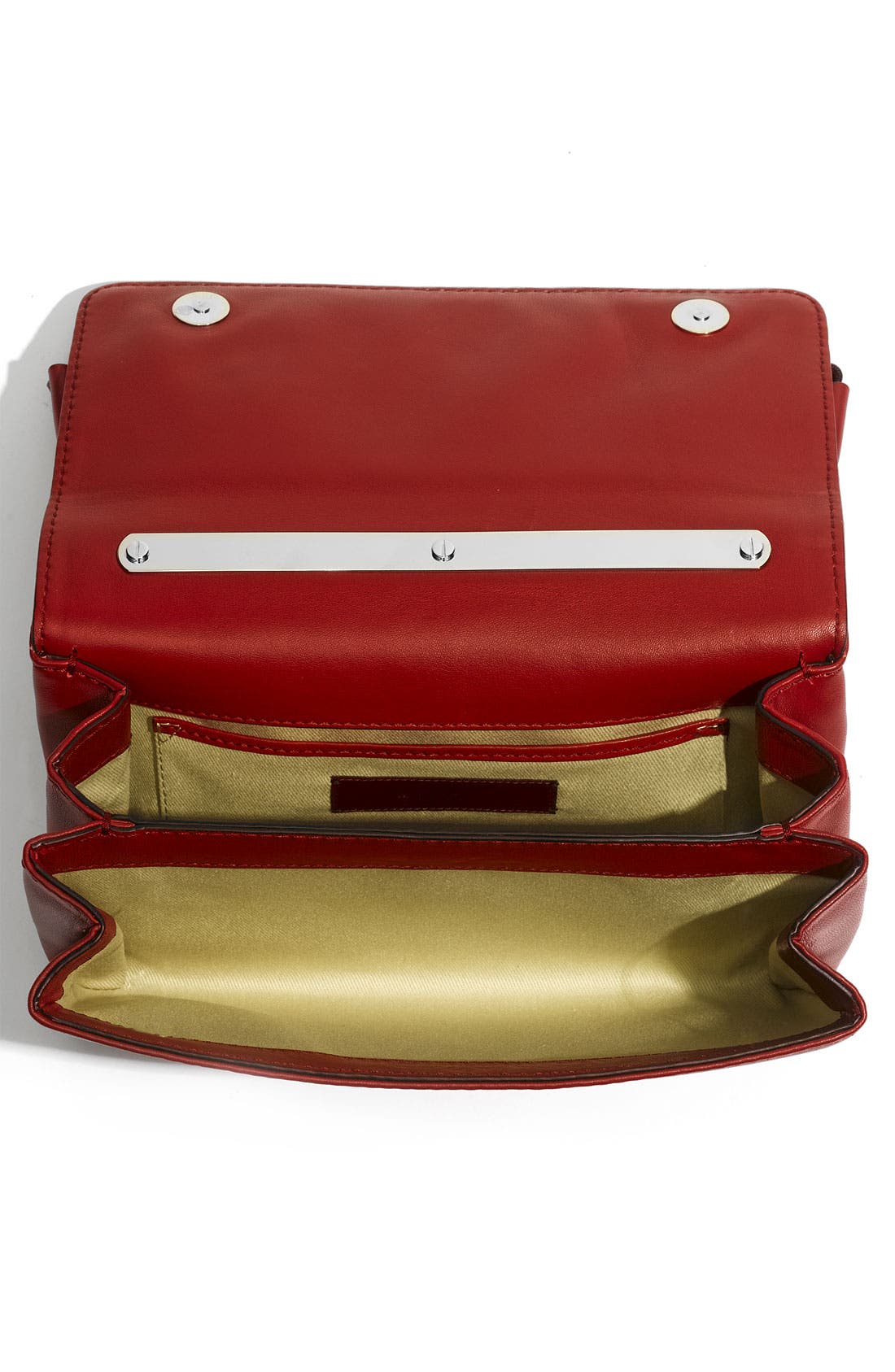 'Bow Flap' Leather Shoulder Bag, Alternate, color, RED