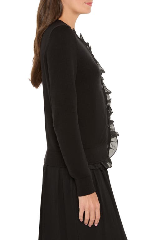 Nic + Zoe Nic+zoe Asymmetrical Ruffled Cardigan In Black