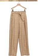 3.1 Phillip Lim Plaid Belted High Waist Wide Leg Linen Blend Pants
