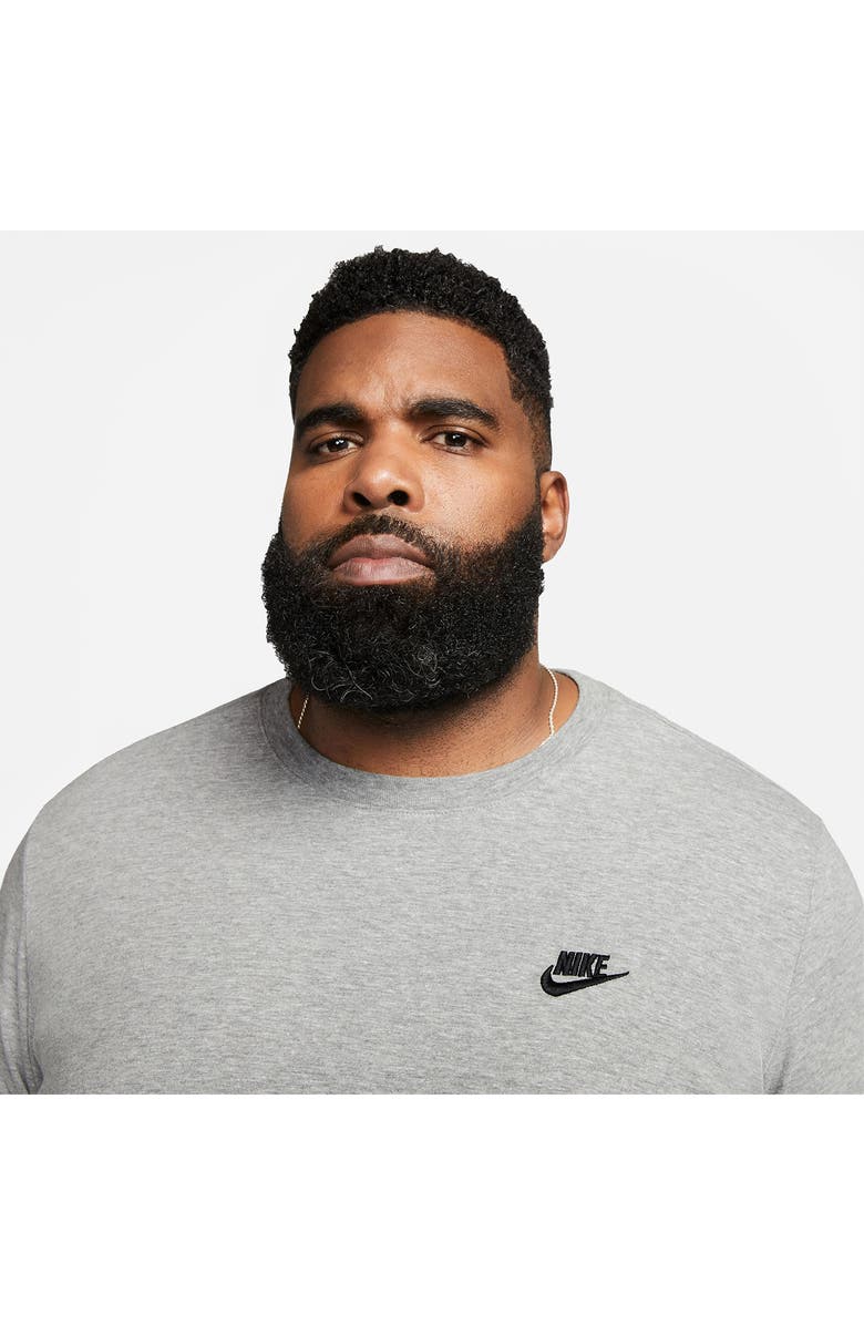 Nike Sportswear Club Long Sleeve T-Shirt, Alternate, color, Heather Grey/ Black