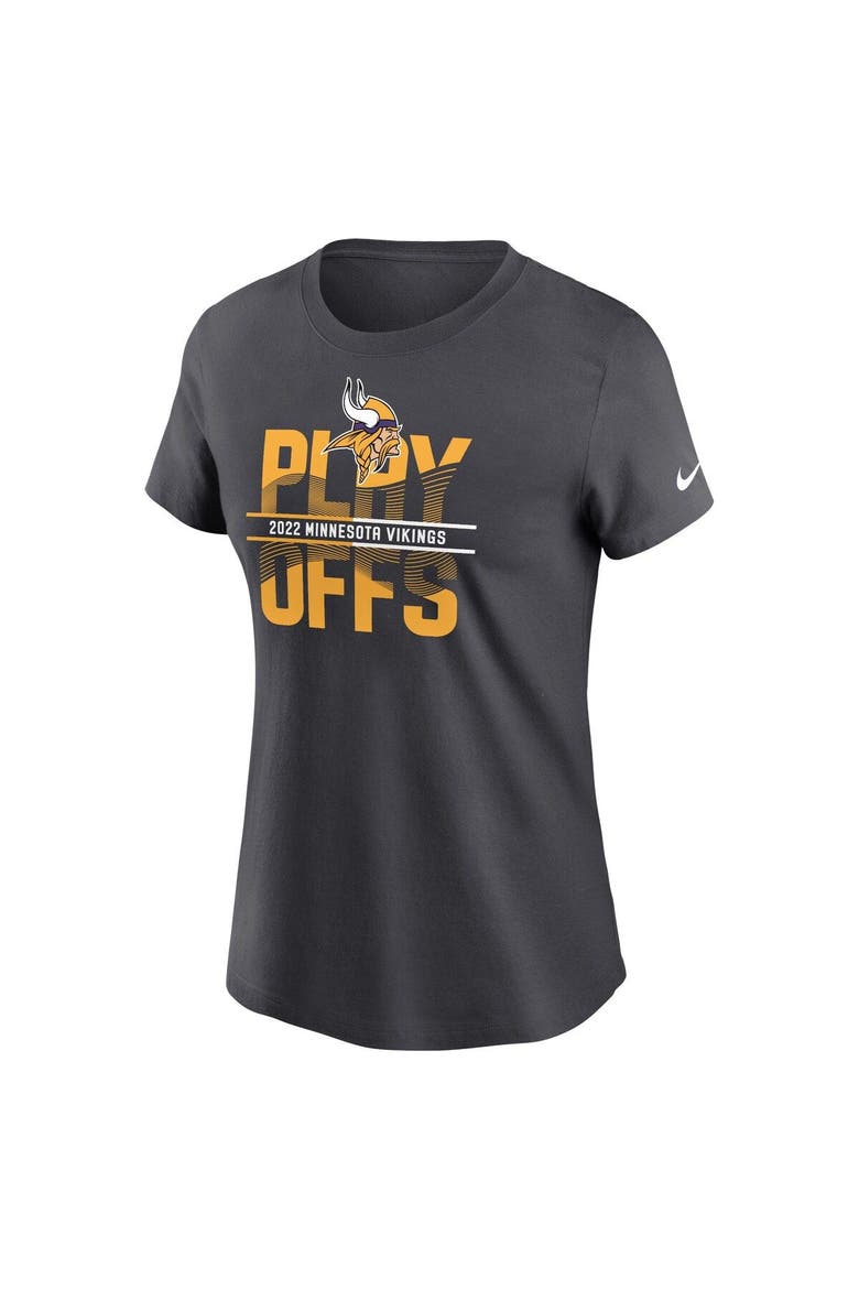 Women's Nike Gray Minnesota Vikings 2022 NFL Playoffs Iconic T-Shirt, Alternate, color, Anthracite