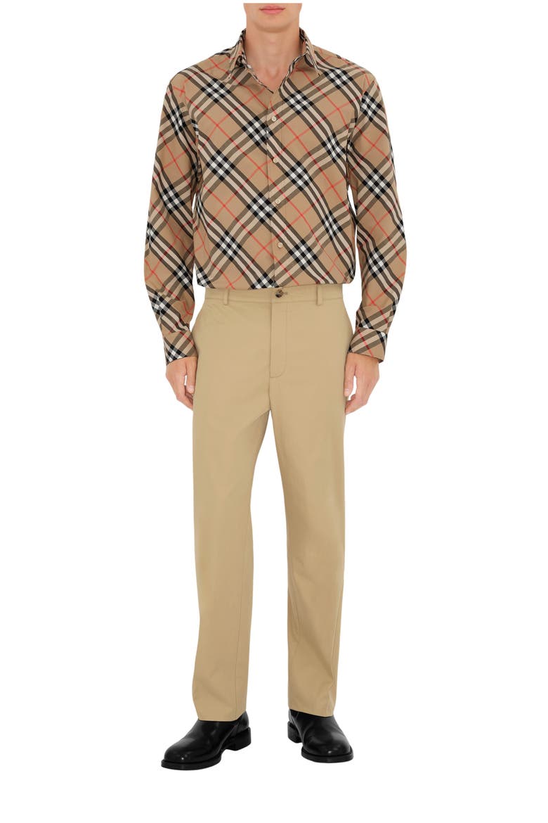 Check Cotton Poplin Shirt, Main, color, Sand