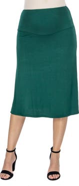 24seven Comfort Apparel Maternity A-Line Elastic Waist Knee Length Skirt