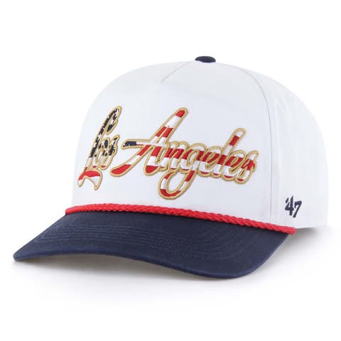 Men's '47 White Los Angeles Dodgers Patriotic Overhand Hitch Adjustable Hat