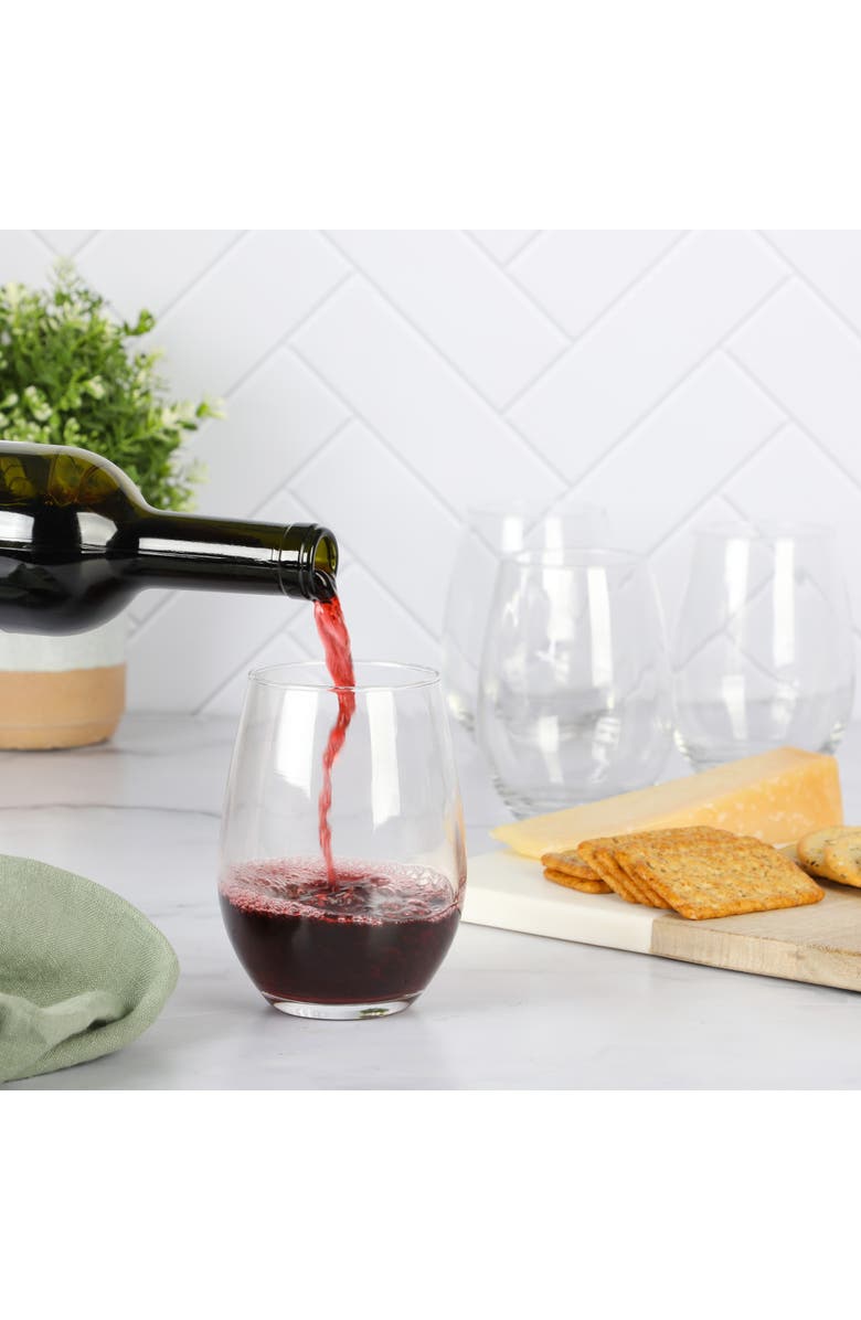 MARTHA STEWART Farrow 4-Pack 18 oz Stemless Wine Glasses, Alternate, color, Multicolor