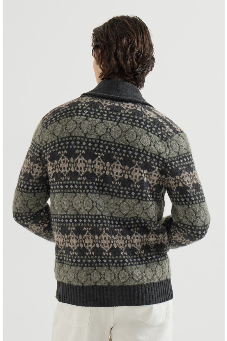 Cashmere jacquard cardigan, Alternate, color, Dark Grey