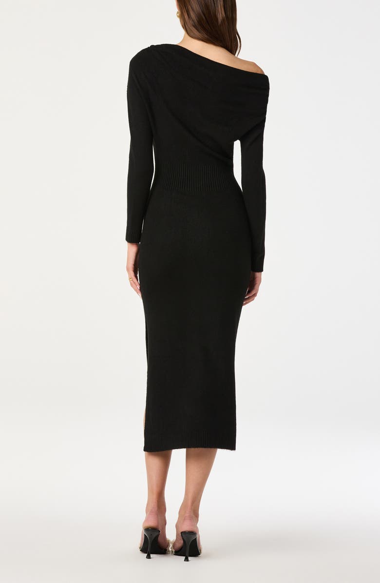 ASTR the Label One-Shoulder Long Sleeve Sweater Dress, Alternate, color, Black