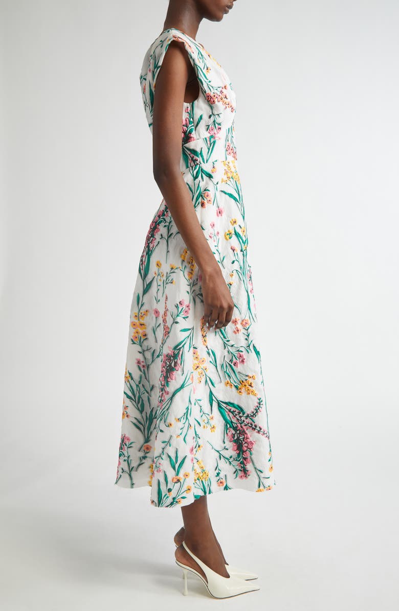 Lela Rose Floral Jacquard Fit & Flare Dress, Alternate, color, Ivory Multi