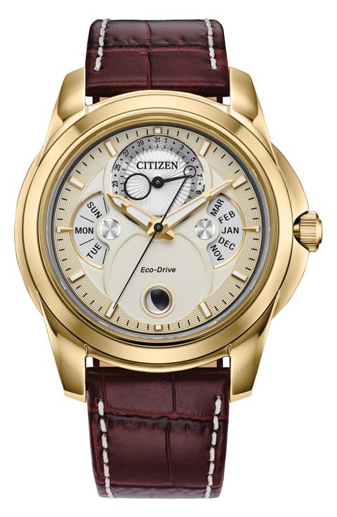 Calendrier Leather Strap Watch, 41.8mm