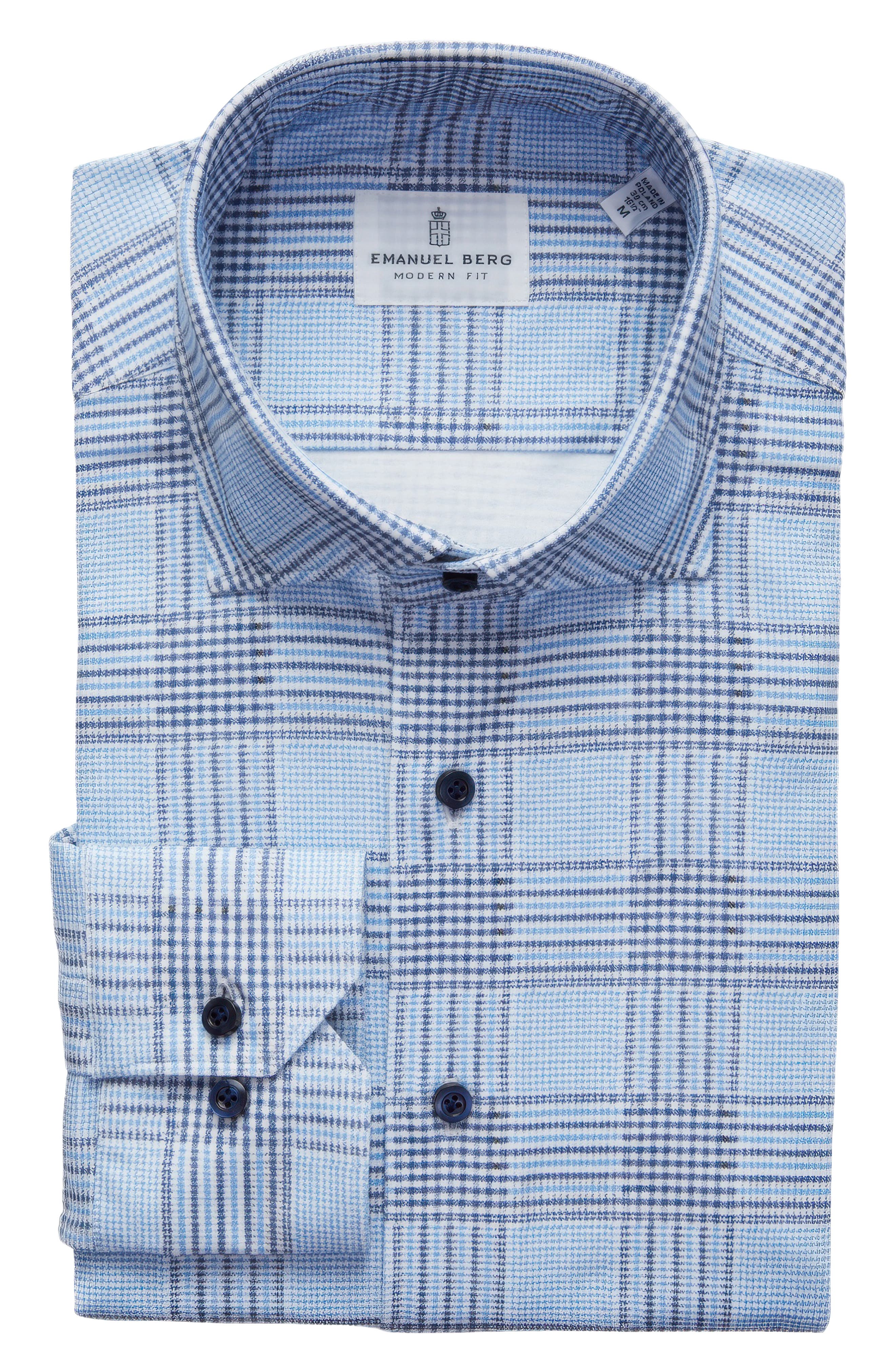 Emanuel Berg Modern Fit 4 Flex Stretch Knit Button-Up Shirt