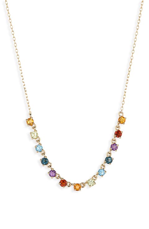 14K Gold Mixed Stone Frontal Necklace (Nordstrom Exclusive)