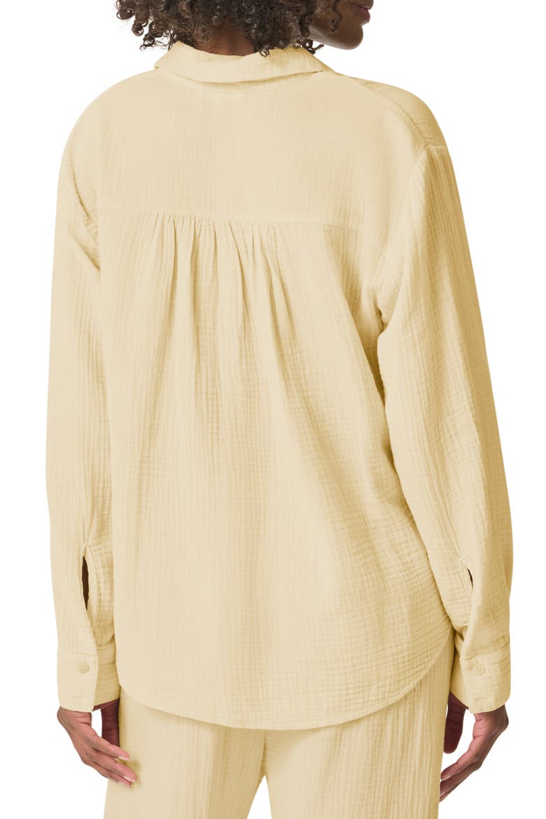 Adele Oversize Cotton Gauze Button-Up Shirt, Alternate, color, LIMONCELLO