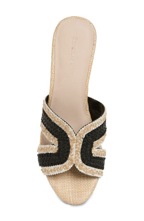 Chocolat Blu Gen Platform Sandal In Black Raffia