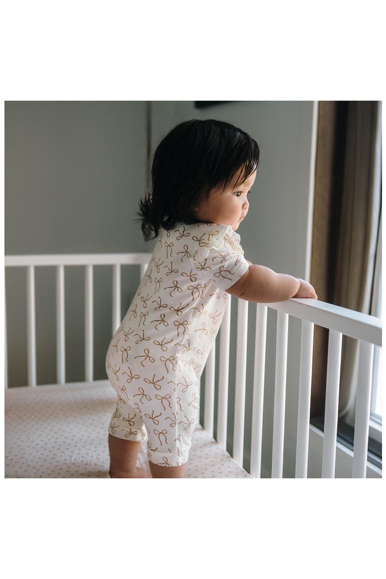Day or Night Frill Short Sleeve Romper, Alternate, color, IVORY BOW