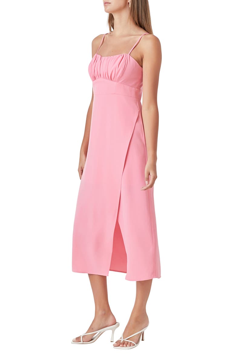 Ruched Bust Midi Dress, Alternate, color, PINK