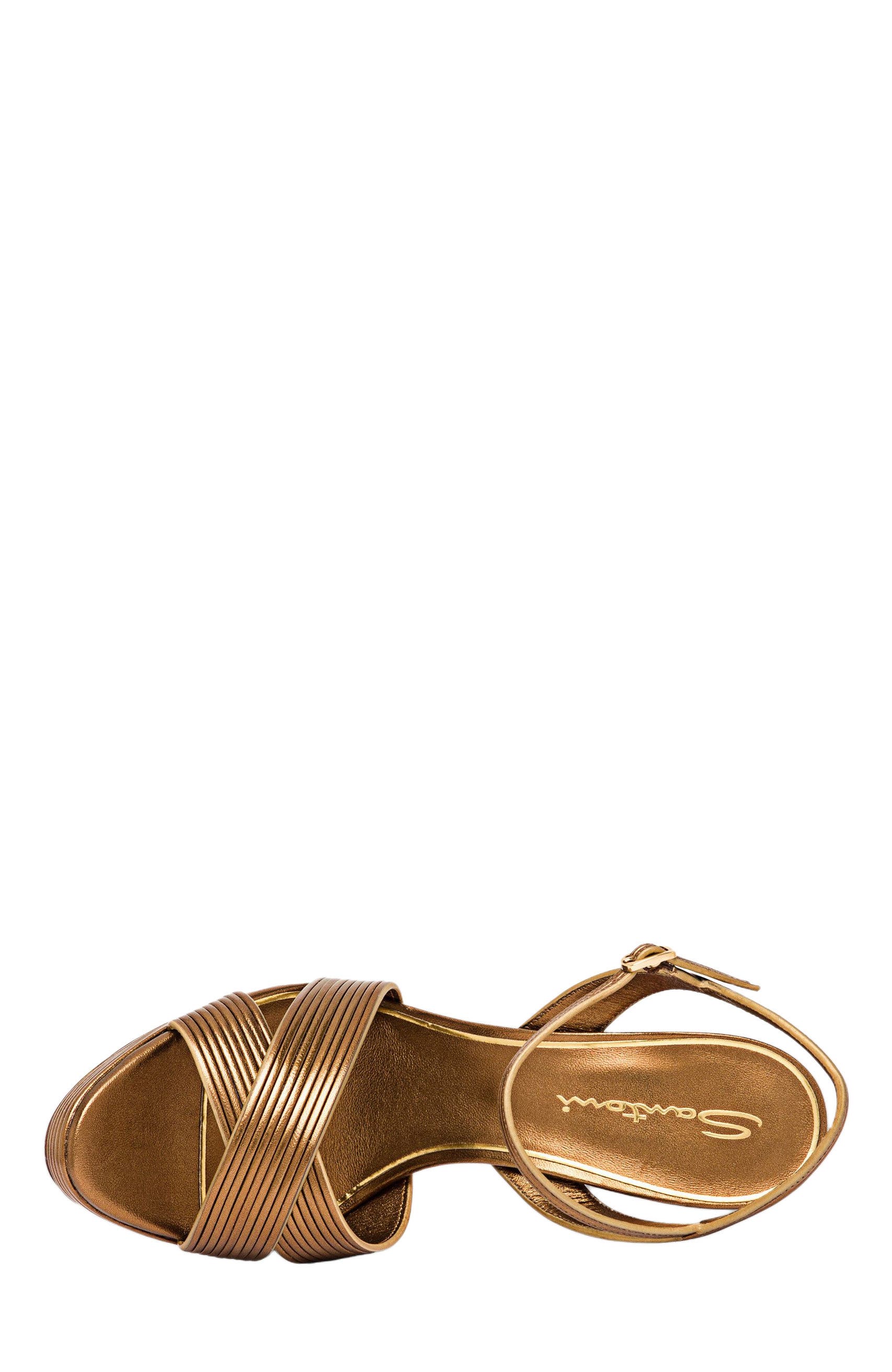 Santoni Women's leather high-heel sandal, Alternate, color, Gold