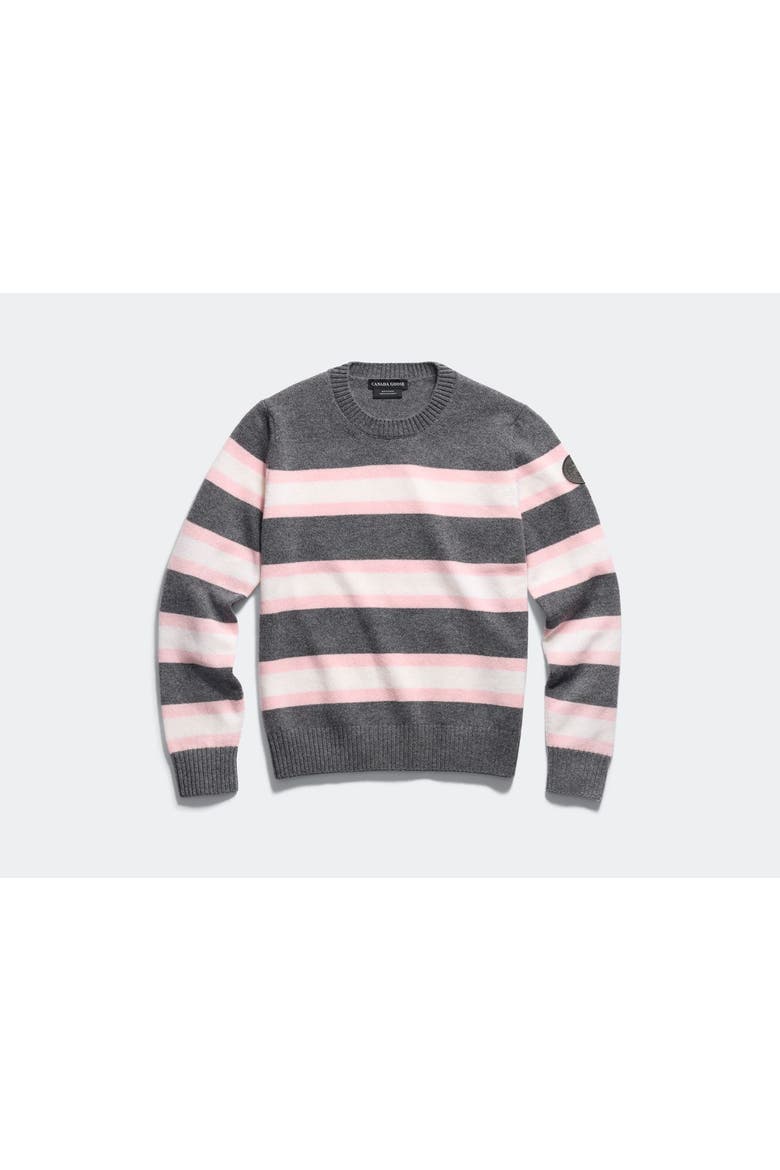 Joffre Striped Knit Crew, Alternate, color, Stone/Linnaea Rose