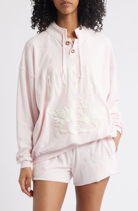 In Denial Logo Appliqué Henley Sweatshirt