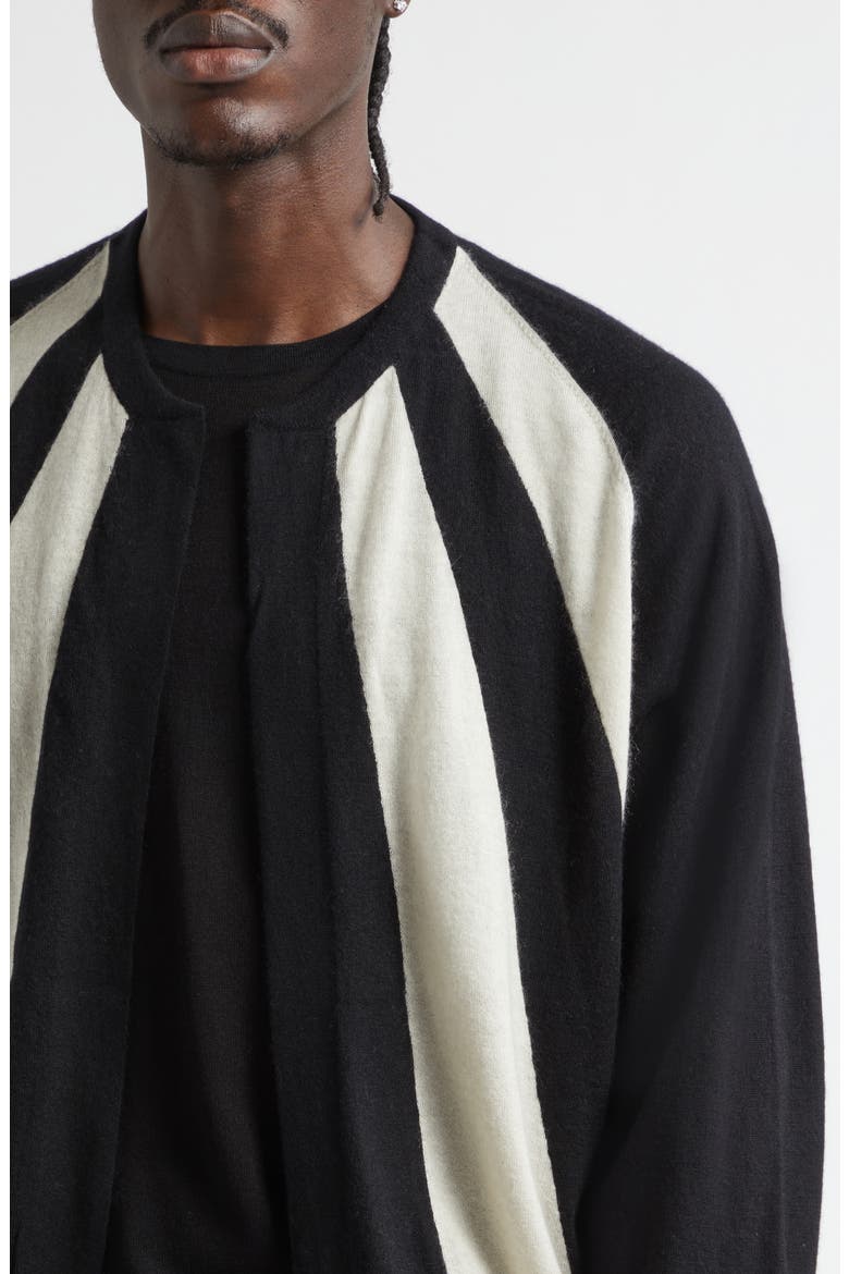 Sunray Stripe Cashmere Bomber Cardigan, Alternate, color, BLACK/ CHALK