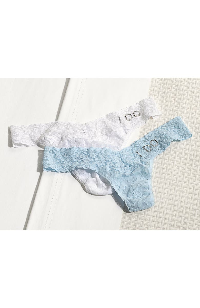 Hanky Panky I Do Swarovski Crystal Low Rise Thong, Alternate, color, Celeste Blue