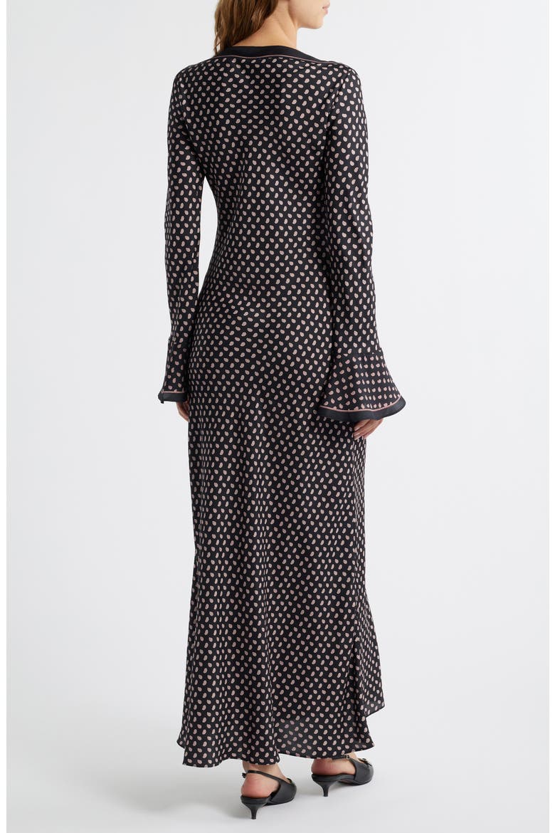 Daniva Long Sleeve Silk Blend Satin Maxi Dress, Alternate, color, CARDINALE FOULARD