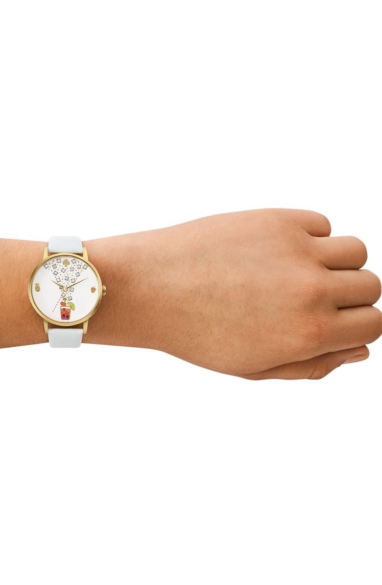 Kate Spade New York metro cocktail leather strap watch, 34mm, Alternate, color,