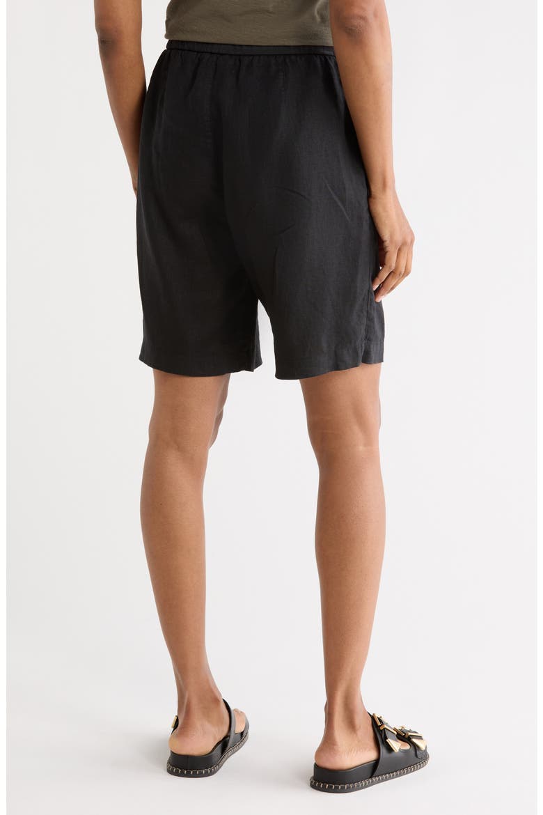 Linen Bermuda Shorts, Alternate, color, BLACK