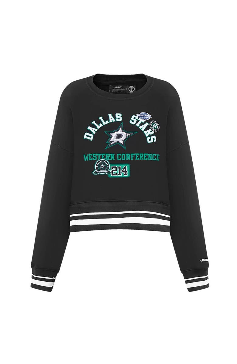 PRO STANDARD Women's Pro Standard  Black Dallas Stars Area Code Cropped Pullover Sweatshirt, Alternate, color, 