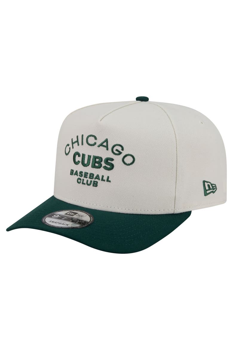 Men's New Era  Cream/Dark Green Chicago Cubs Chrome A-Frame 9FIFTY Snapback Hat, Main, color, Cream