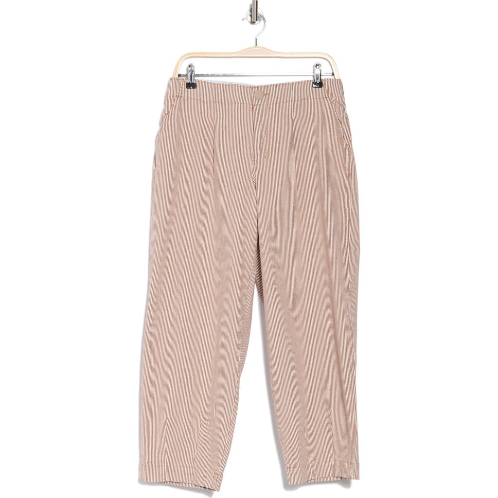 Democracy Railroad Stripe Barrel Leg Pants In Cf - Coffee Stripe